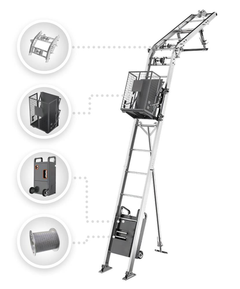 RoofClimber materialelift – Effektiv materialetransport op til 21 meter