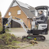 Bobmaster Plus diesel minigraver - 970 kg med drejearm og justerbar undervogn, inkl. skovlsæt