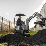 Bobmaster Pro diesel minigraver - 890 kg med drejearm, inkl. skovlsæt