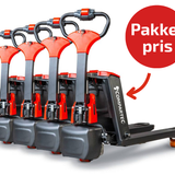 PAKKETILBUD: 4 x ForkLion El-palleløfter - 1500 kg kapacitet, inkl. batteri og oplader