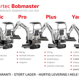 Bobmaster Plus diesel minigraver - 970 kg med drejearm og justerbar undervogn, inkl. skovlsæt