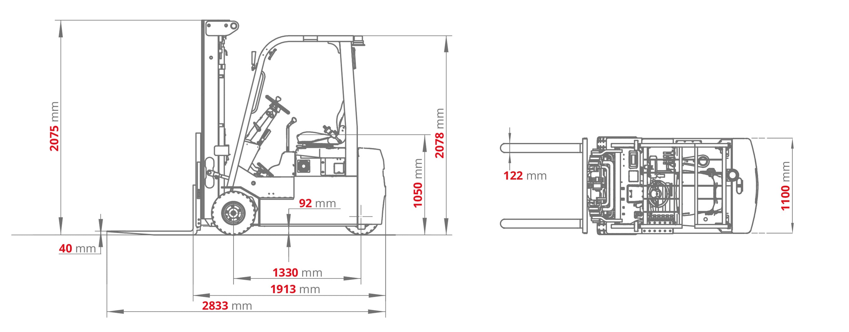 CSX18-3 teknisk måltegning med dimensioner