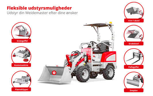 Redskaber og tilbehør til Weidemaster minilæsser