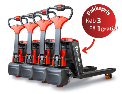 PAKKETILBUD: 4 x ForkLion El-palleløfter - 1500 kg kapacitet, inkl. batteri og oplader