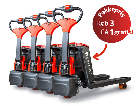 PAKKETILBUD: 4 x ForkLion El-palleløfter - 1500 kg kapacitet, inkl. batteri og oplader