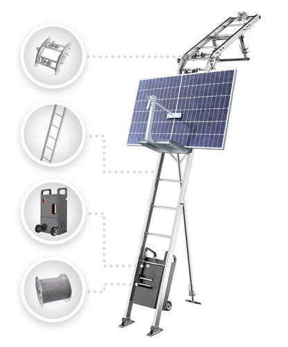 SolarClimber solcellelift – Effektiv transport af solpaneler op til 21 meter