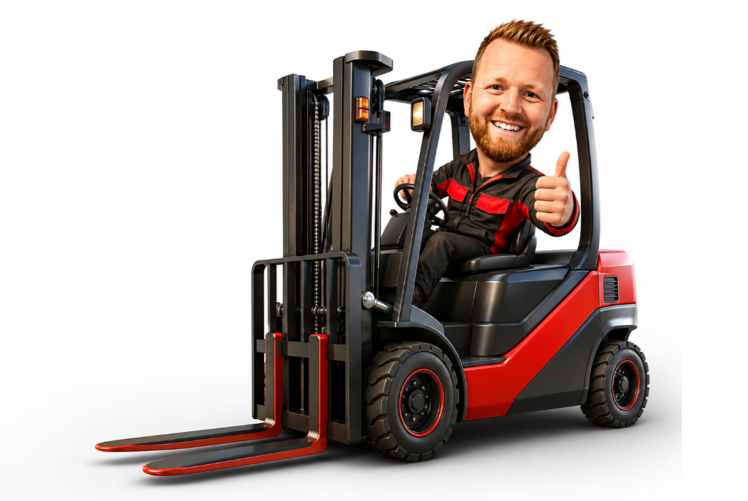 Lasse Olsen i en Companyshop24 gaffeltruck